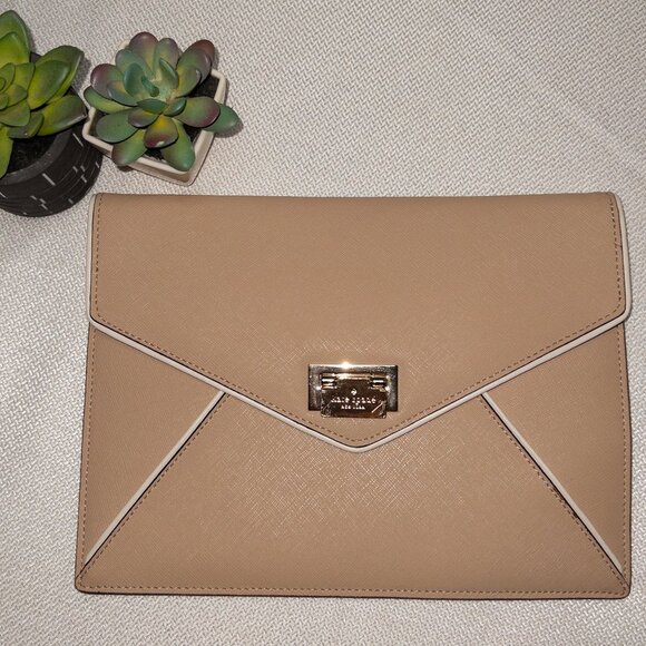 Kate Spade New York Envelope Clutch – Nude Saffiano Leather - Picture 1 of 11